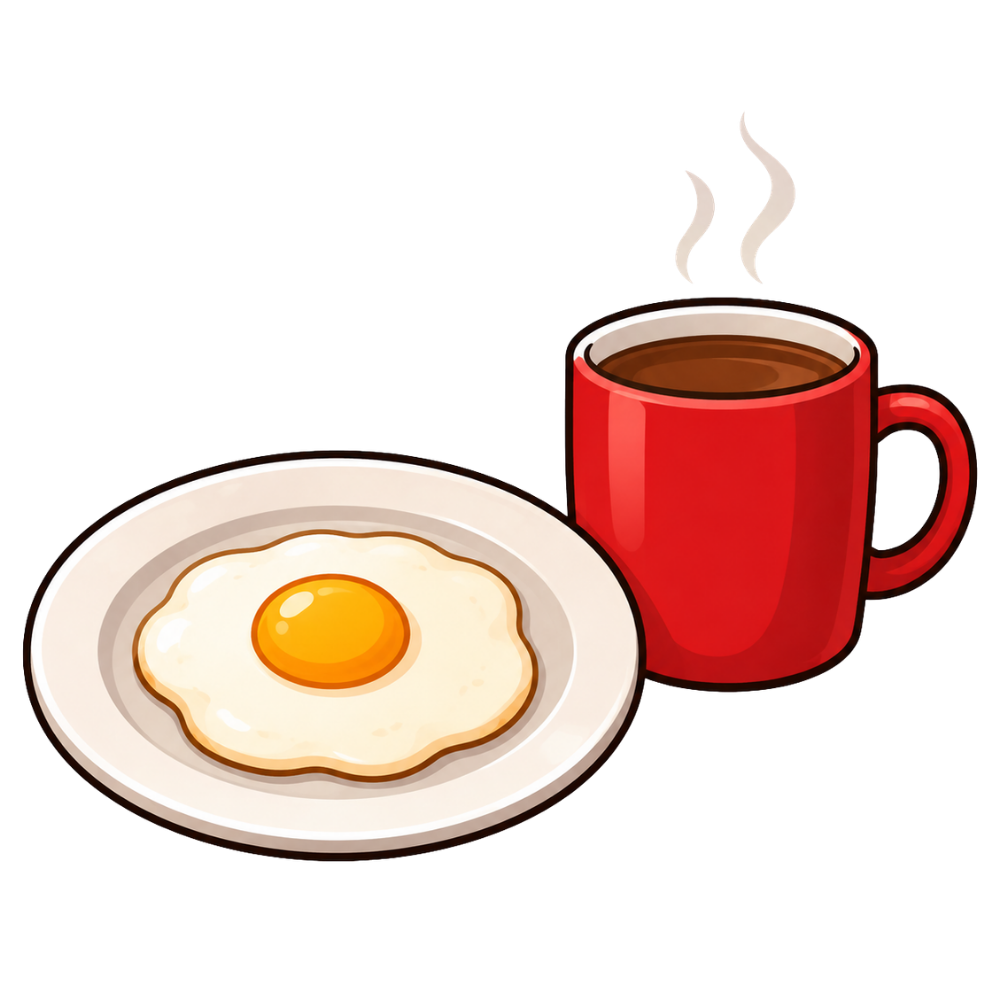 Desayuno con huevo y café